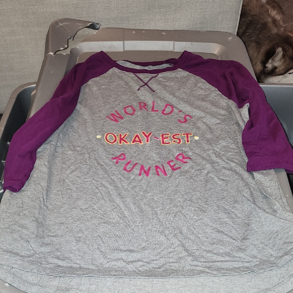 FIRM PRICE Athletic Works Gray and Purple Women's Long Sleeve Tee